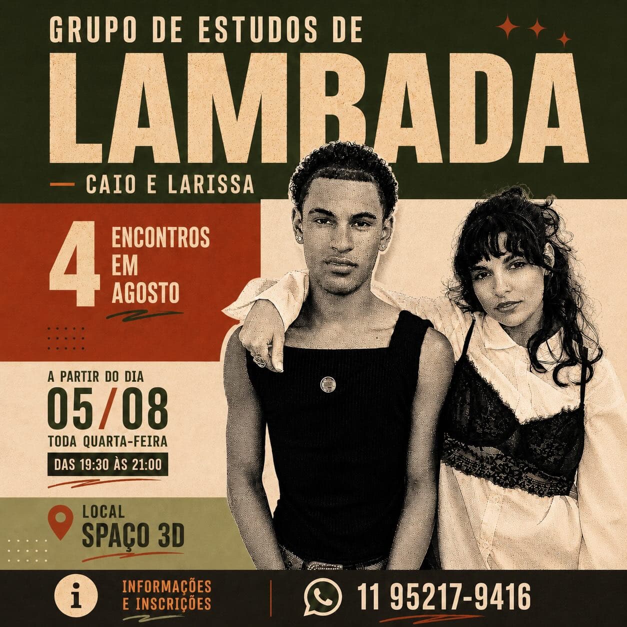 Flyer: Grupo de Estudos de Lambada - Caio e Larissa