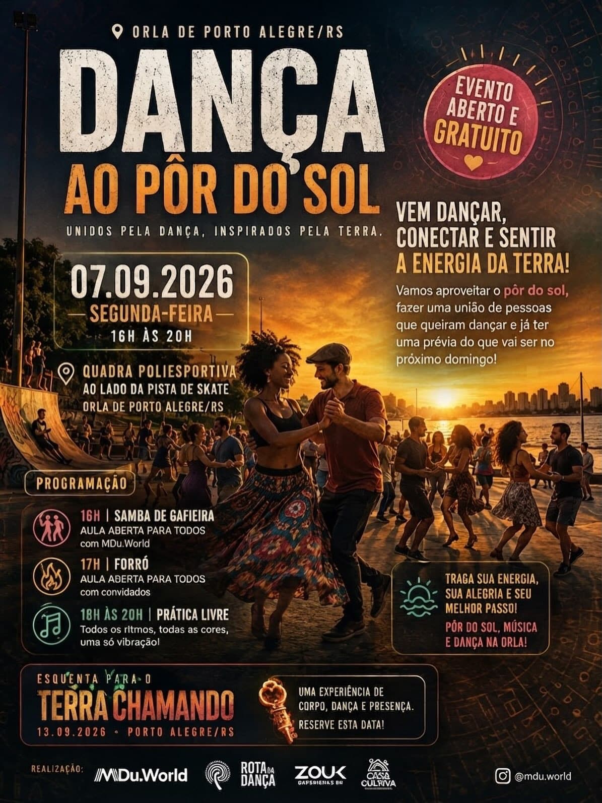 Flyer: Dança ao Pôr do Sol