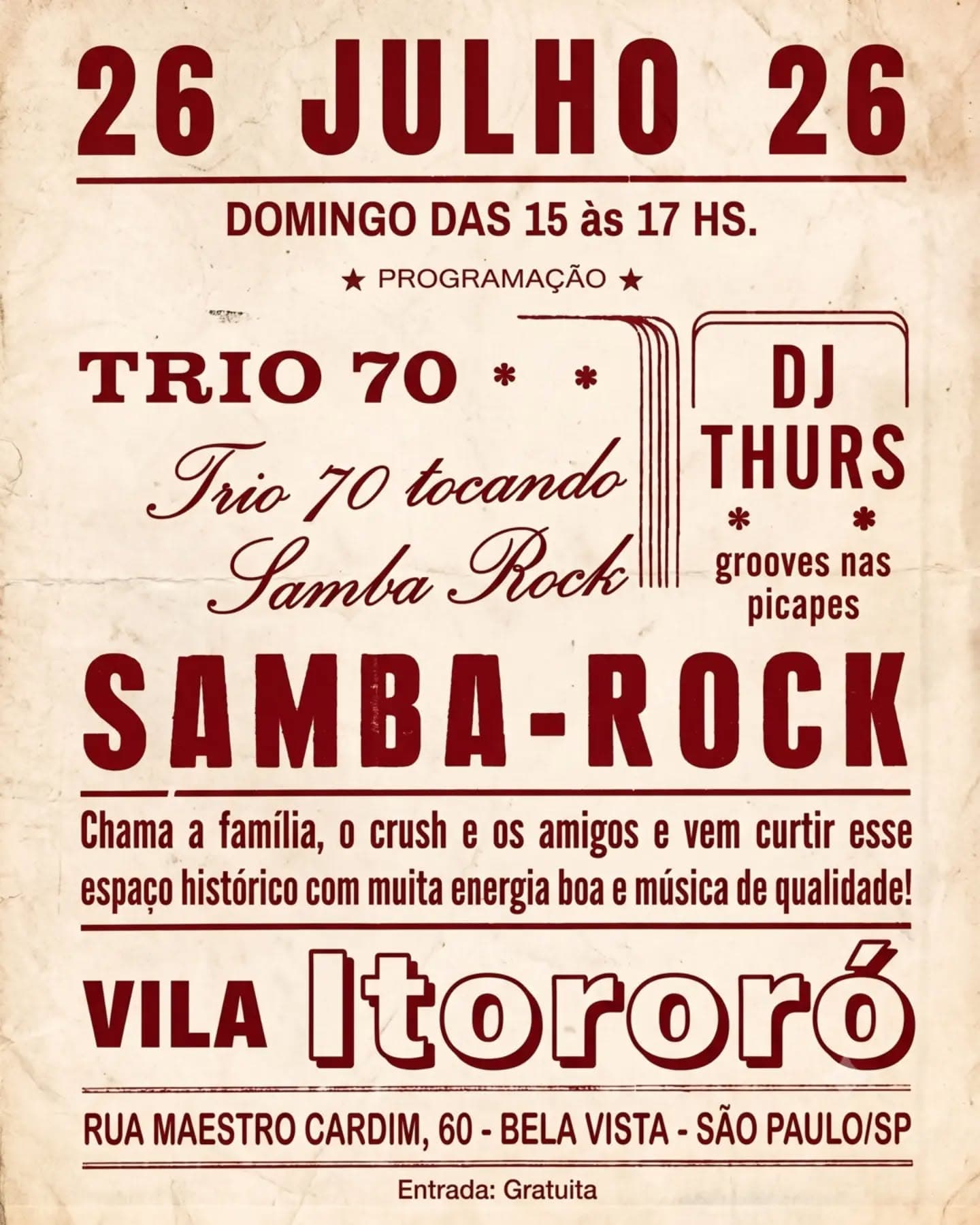 Flyer: Samba-Rock na Vila Itororó