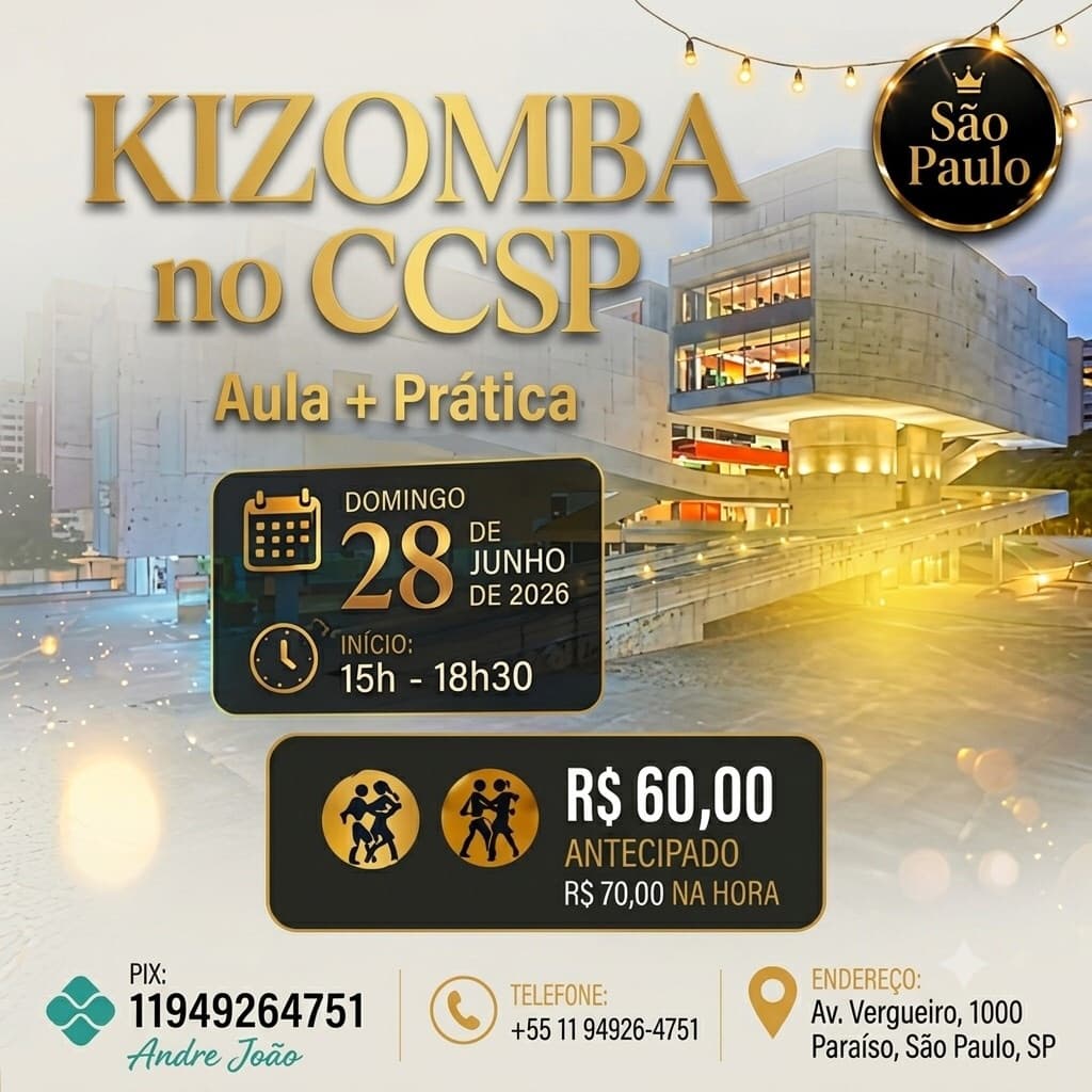 Flyer: Kizomba no CCSP - Aula + Prática
