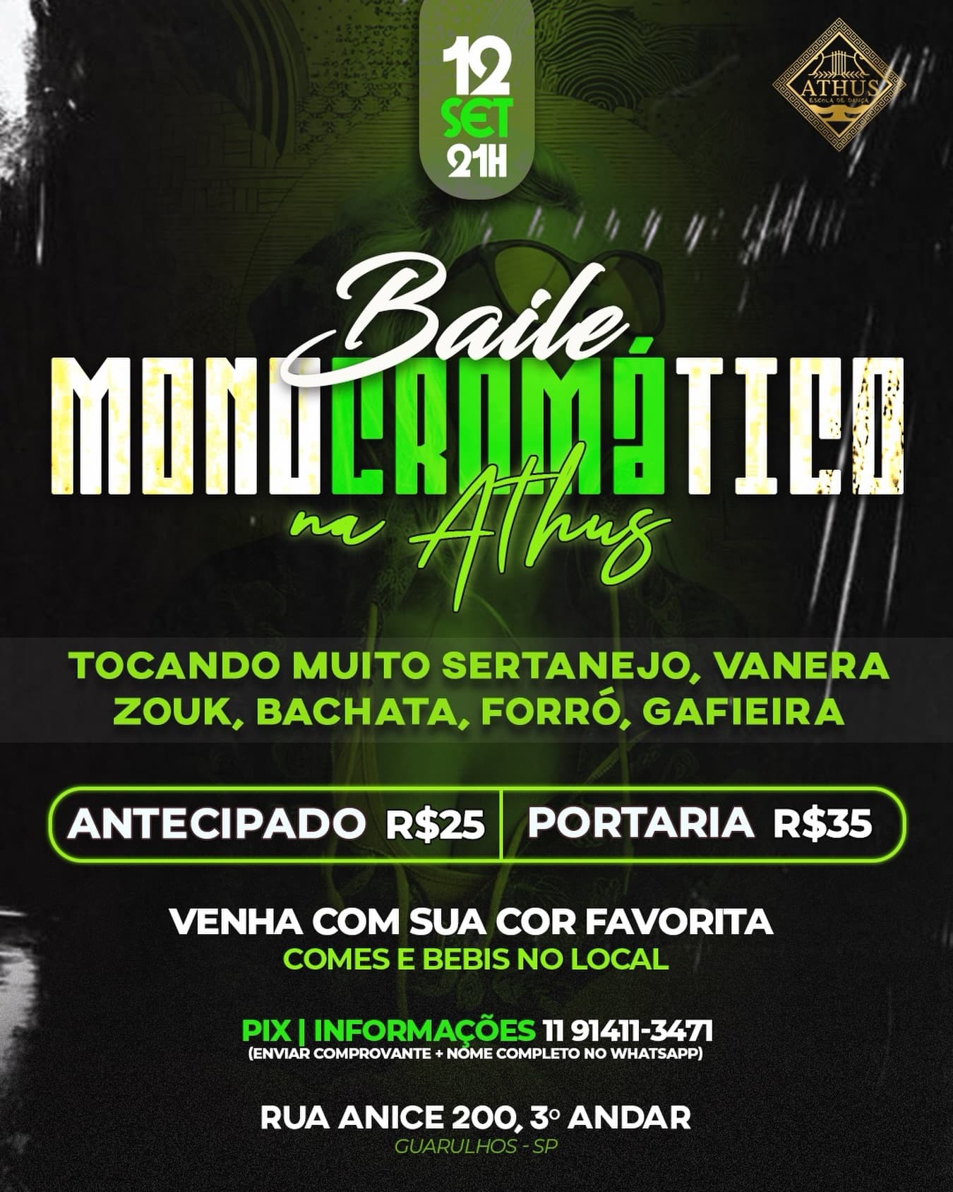 Flyer: Baile Monocromático na Athus