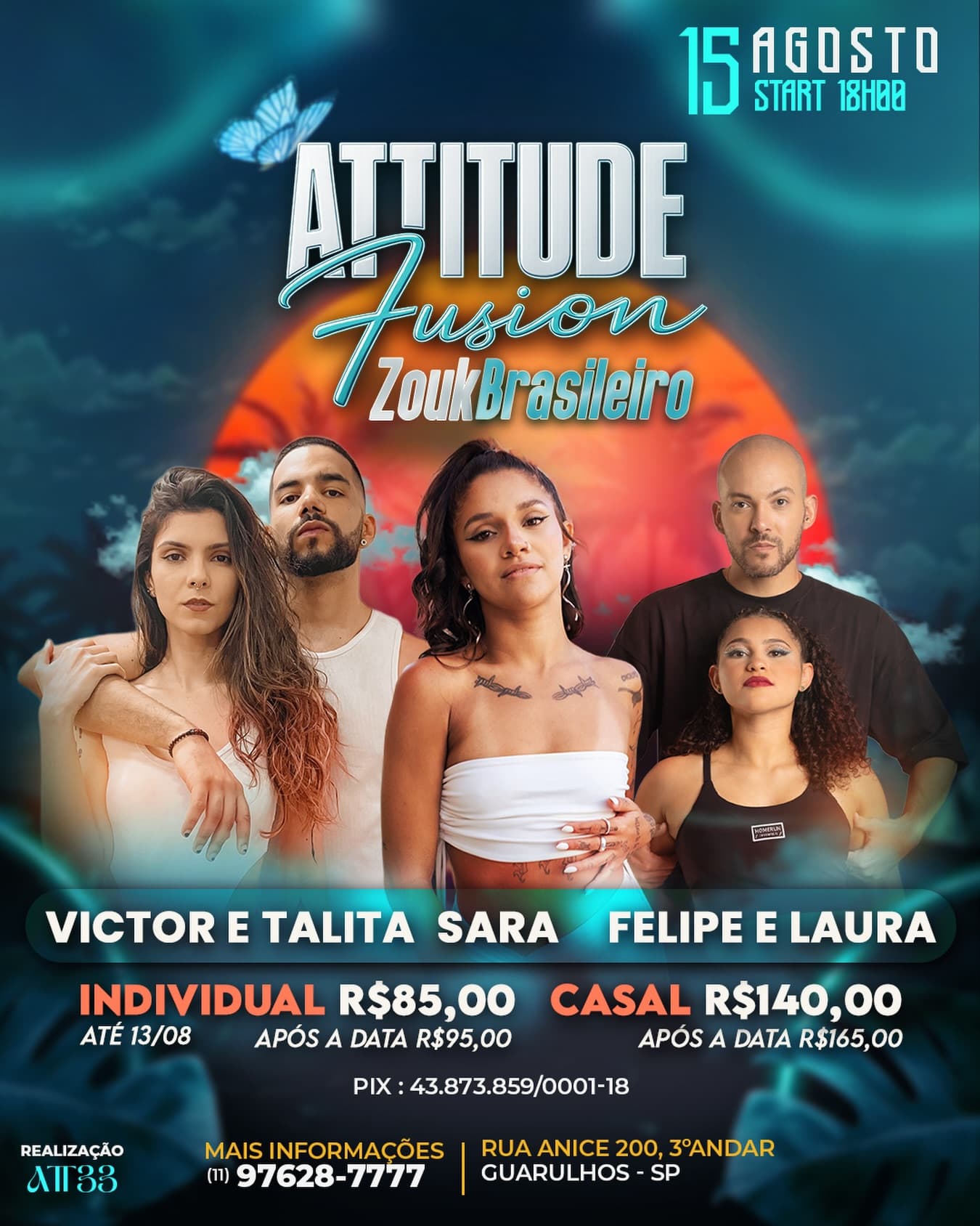 Flyer: Workshop Attitude Fusion – Zouk Brasileiro