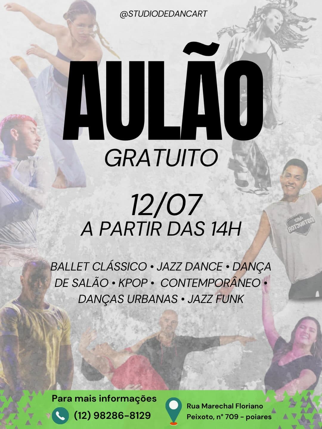 Flyer: Aulão Gratuito no Studio de Dança RT