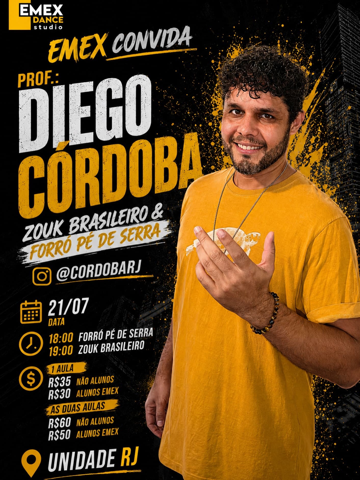 Flyer: EMEX Convida Diego Córdoba - Zouk & Forró