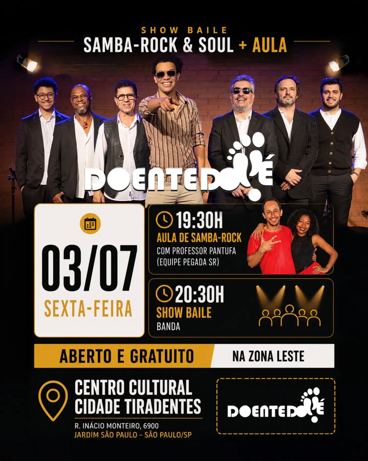 Flyer: Show Baile Samba-Rock & Soul + Aula