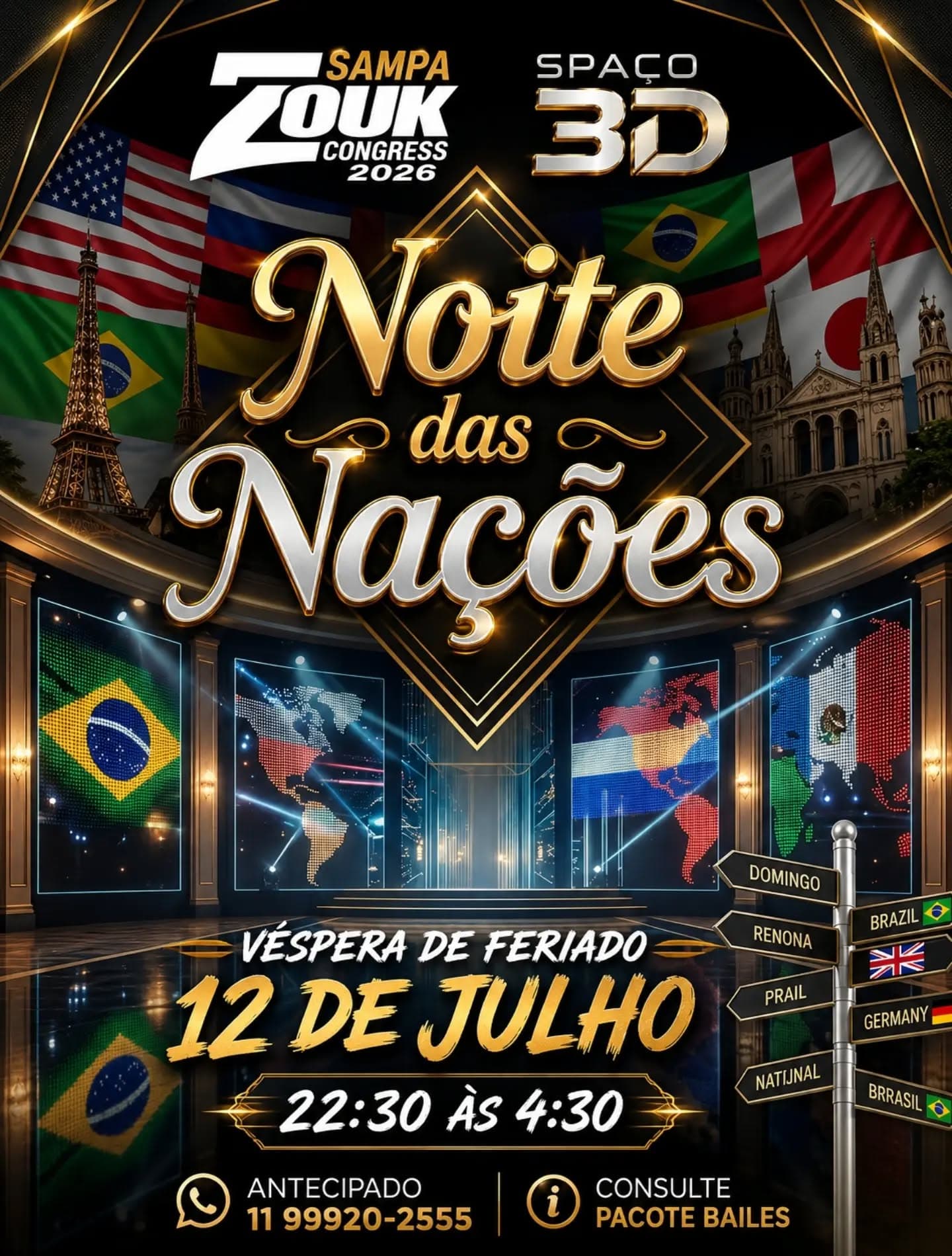 Flyer: Noite das Nações - Sampa Zouk Congress 2026