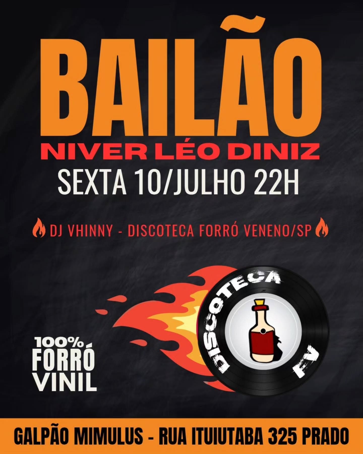 Flyer: Bailão de Vinil - Niver Léo Diniz