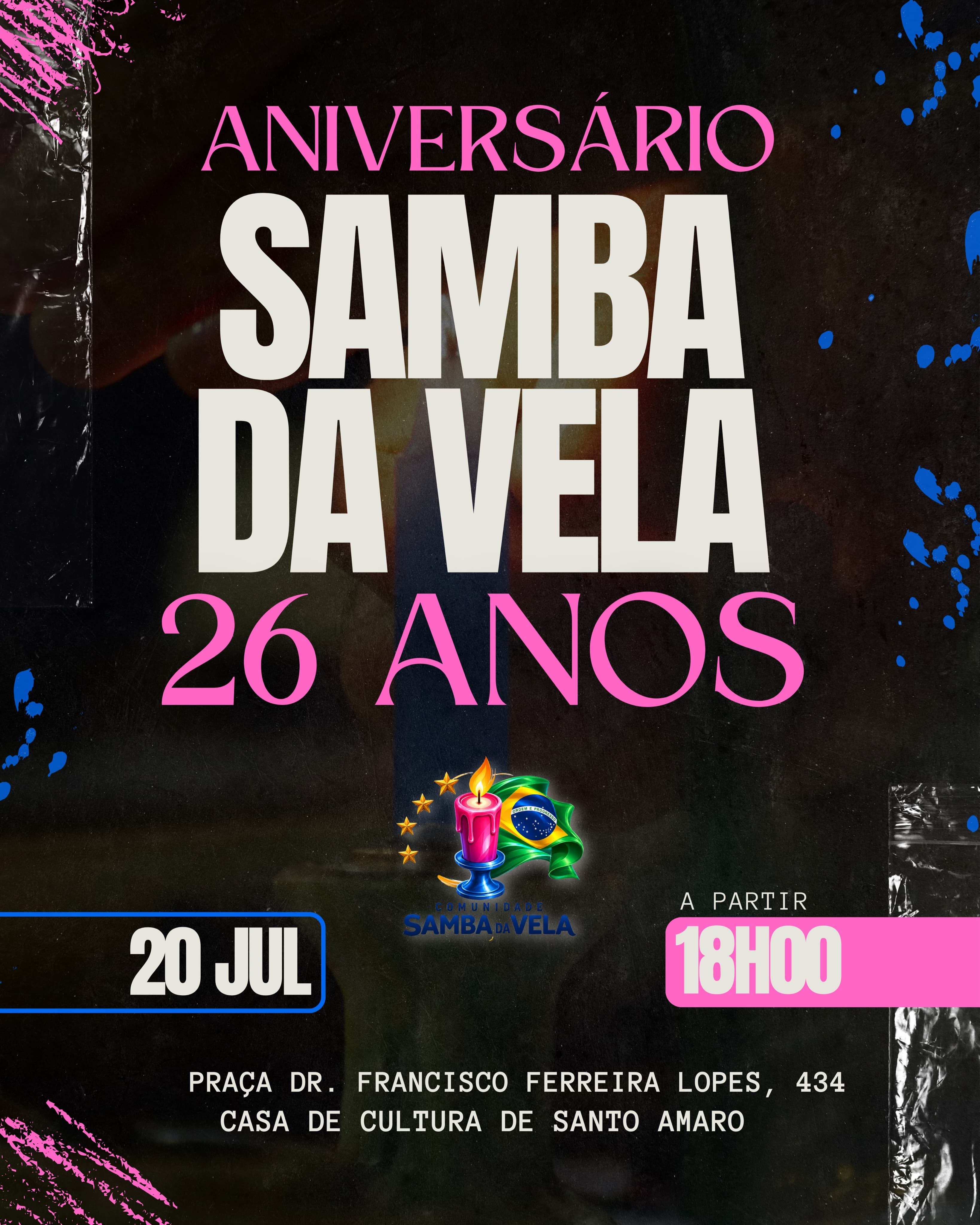 Flyer: Aniversário Samba da Vela 26 Anos