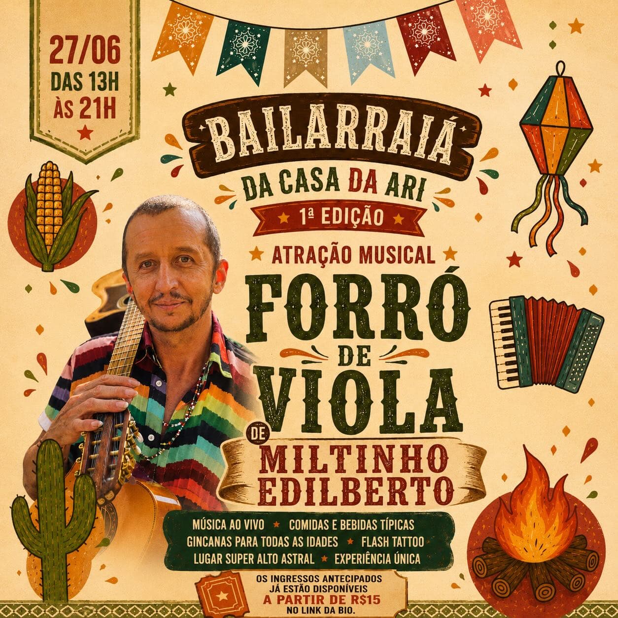 Flyer: BailArraiá da Casa da Ari - 1ª Edição